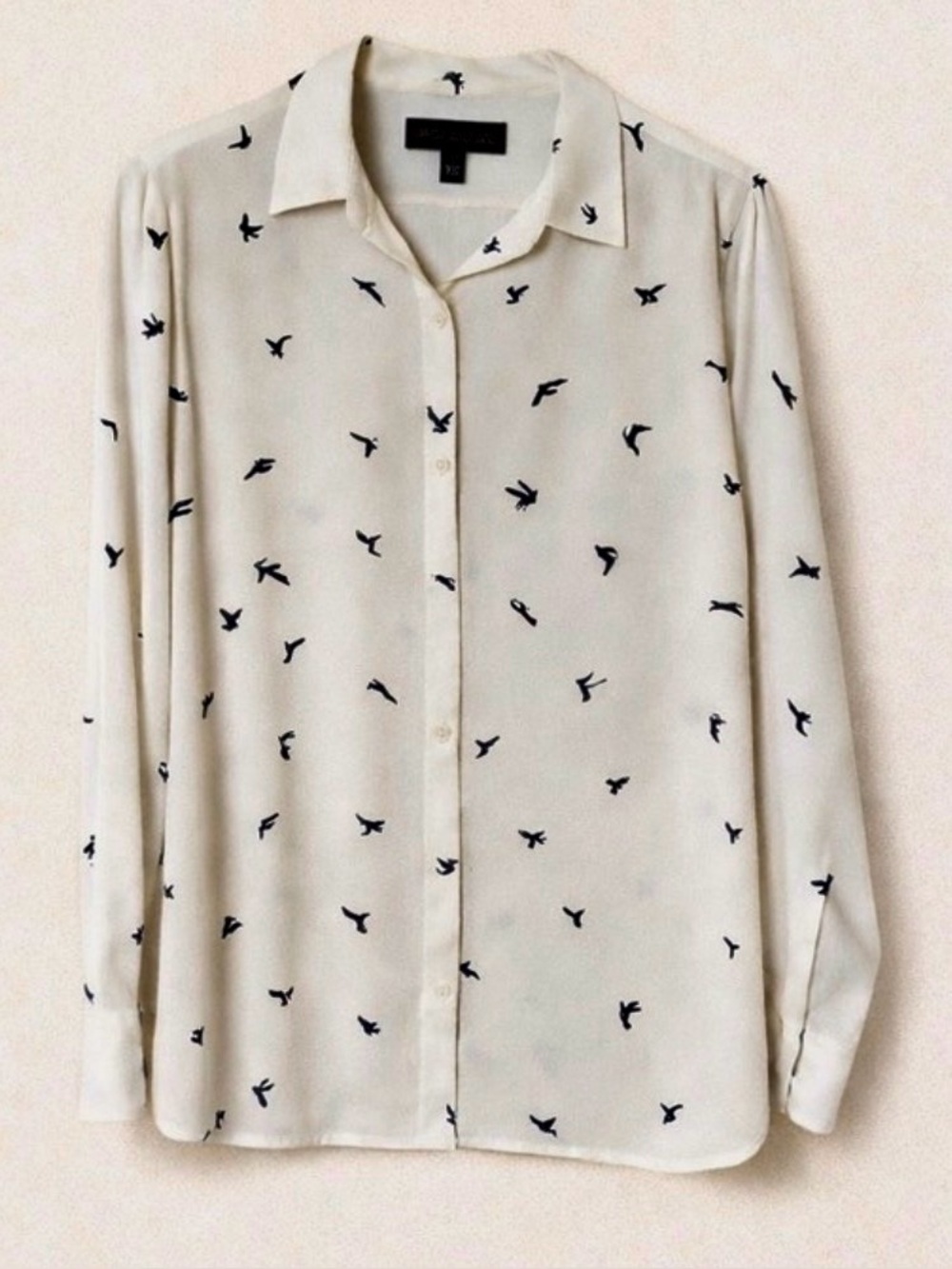Banana Republic Cream Seagull Print Blouse size L